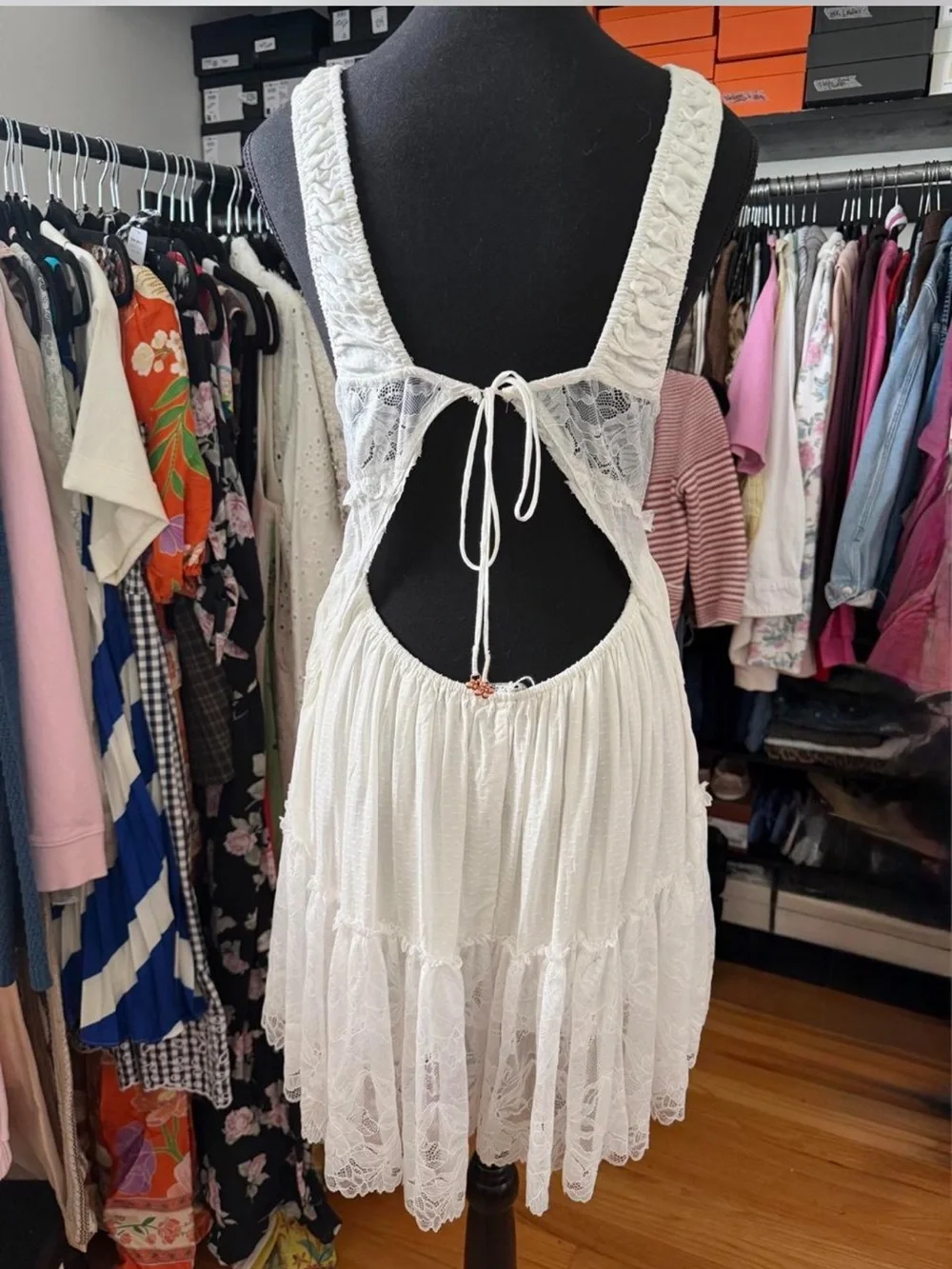 Free People Lace V-Neck Tiered Romper sz S